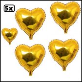 5x Coeur ballon aluminium doré
