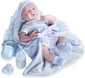 Berenguer Babypop Blanke Baby Blauw met dekentje 39 cm