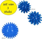 Massageballen set van 3 – Hoge Dichtheid Massagestekels – Triggerpoint – Lacrossebal – Blauw