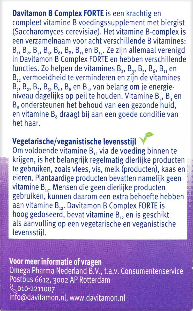 Davitamon B-Complex Forte met Biergist en vitamine - 100 Tabletten | bol.com