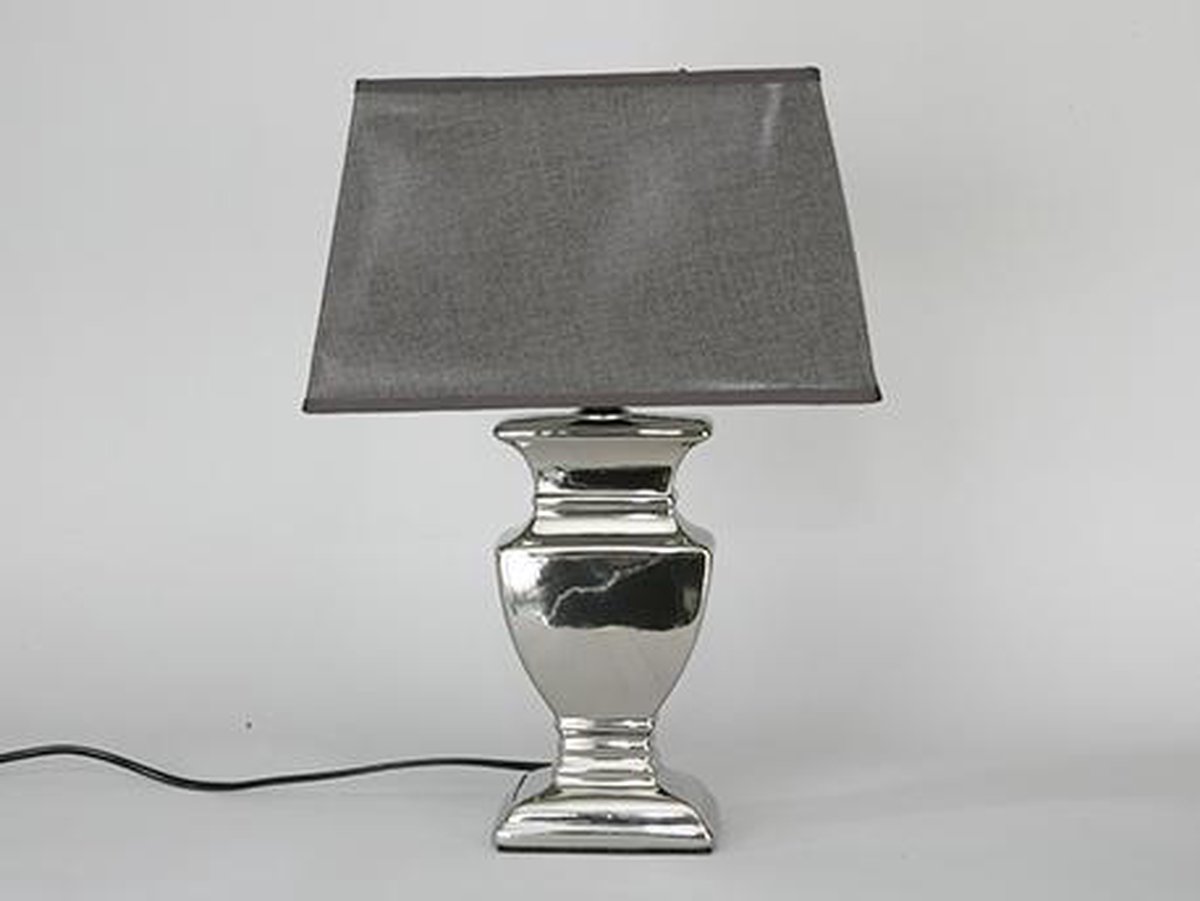 Aanhoudend Vriendelijkheid breedtegraad Tafellamp ''Amsterdam'' 42 cm Zilver met Grijze kap | bol.com