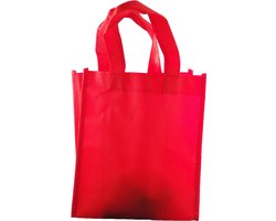 Product afbeelding van Non-woven tasje 19x9x22cm rood 25 stuks - Cadeautasje - Kado zakjes - Geschenktasje - Cadeauverpakking - Giftbag