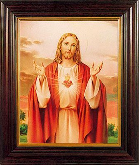 Heilig Hart Jezus in houten frame (8320SH)