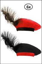 6x Piet barret zwart/rood en rood/zwart kids