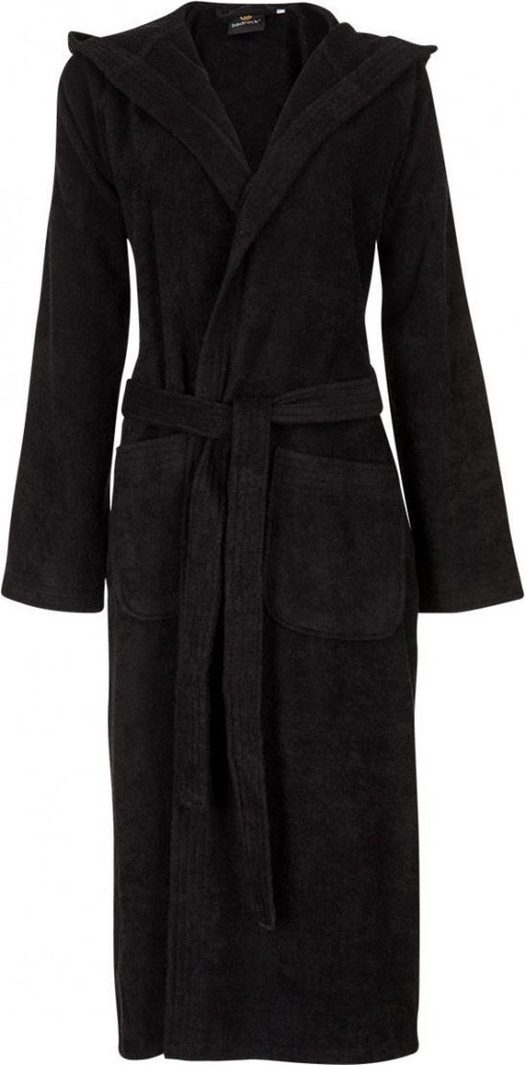 Badrock Unisex badjas zwart - badjas dames - badjas heren - badstof katoen - sauna badjas capuchon