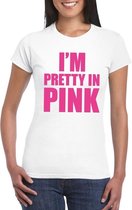 I am pretty in pink shirt wit voor dames 2XL