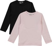 Dirkje Meisjes Shirts Lange Mouwen (2stuks) Lichtroze en Zwart - Maat 98
