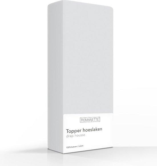 Luxe Katoen Topper Hoeslaken Grijs | 180x220 | Ademend En Verkoelend | Uitstekende pasvorm