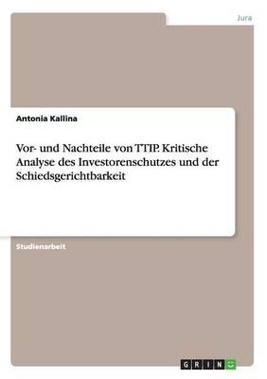 Vor- und Nachteile von TTIP. Kritische Analyse des Investore ... - cover