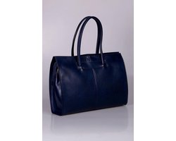 Leren zakelijke dames aktetas blauw leer by Viabologna