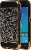 M-Cases Zwart Krokodil Design TPU back case hoesje voor Samsung Galaxy J1 2016