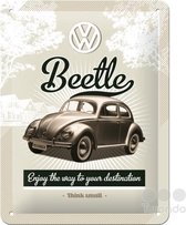 Originele VW Beetle metalen wandbord 20 x 15 cm