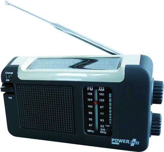POWERplus Cheetah Solar Dynamo AM/FM Radio - USB oplaadbaar | bol.com