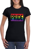 Regenboog vlag Pride shirt zwart dames XS