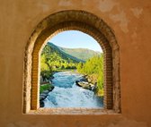 Tuinposter - Toscaans raam doorkijk 3