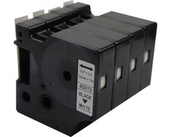 KATRIZ® huismerk label tape voor Dymo 45013 | LabelManager PNP/LabelPoint 150/Protable Labeler PL200/RhinoPRO 5200/6000 | Zwart op Wit | 12mm*7m | 4 stuks