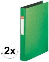 2x Ringband mappen/ordners 2 gaats A4 groen - Documenten/papieren opbergen/bewaren - Kantoorartikelen