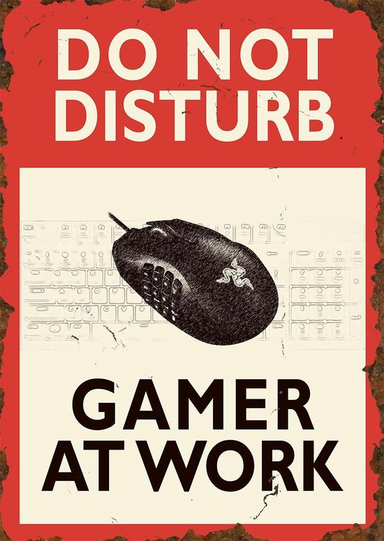 Wandbord 'Do not disturb Gamer at work (PC)'