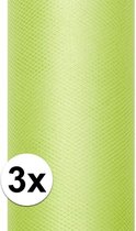 3x rollen tule stof licht groen 0,15 x 9 meter