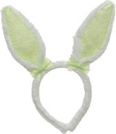 Wit/groene Paashaas oren verkleed diadeem voor kids/volwassenen - Pasen/Paasviering - Verkleedaccessoires - Feestartikelen