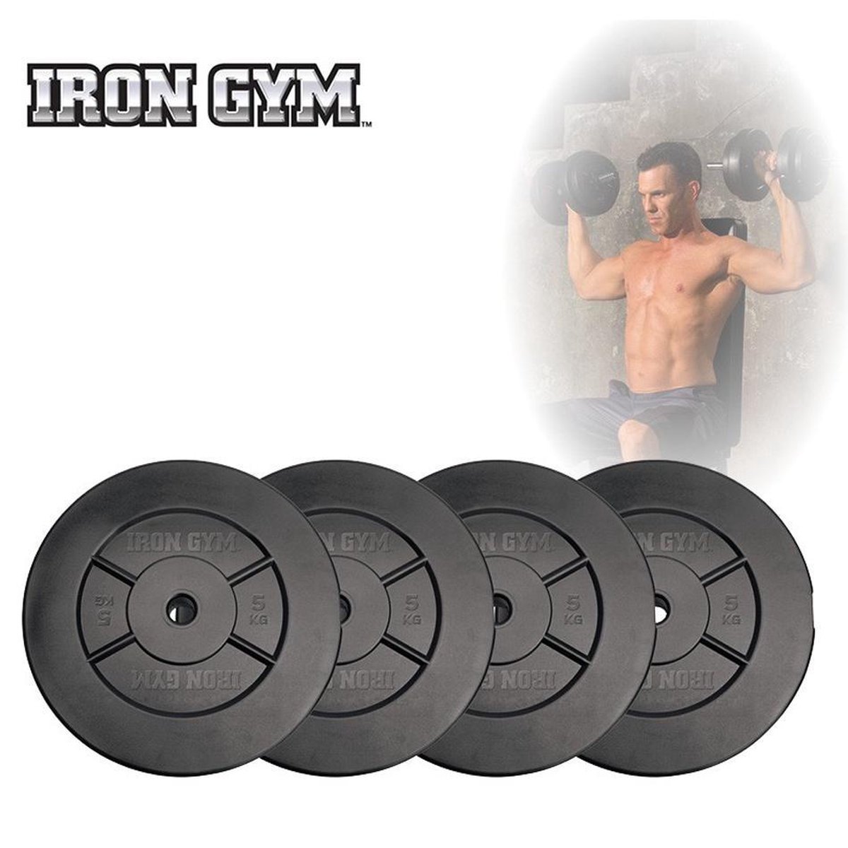 Iron Gym Halterschijven 4 x 5 kg Ø 25 mm - Haltergewichten - Plate Set - Barbell gewichten