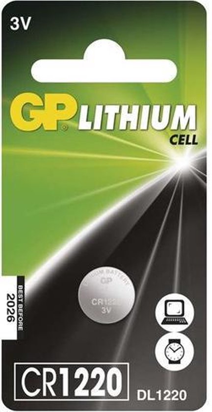 10 pièces - pile bouton au lithium GP CR1220 3V 40mAh