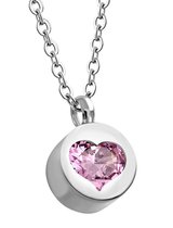 Amanto Ketting Esila Pink - Dames - 316L Staal PVD - Zirkonia - Hart - 45 cm