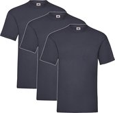 3 Pack Shirts Fruit of the Loom Ronde Hals Deep Navy Maat S Valueweight