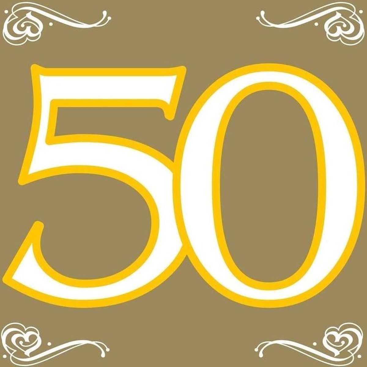 Wegwerp Servetten 50  jaar - 33x33 cm - Goud 20 stuks