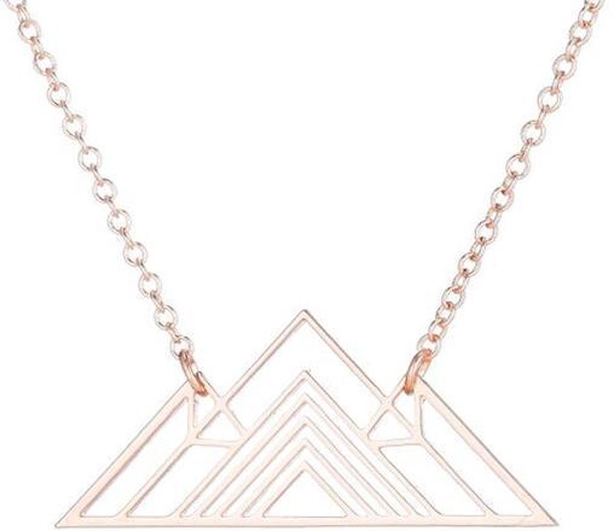 24/7 Jewelry Collection Driehoek Ketting - Piramide - Rosé Goudkleurig
