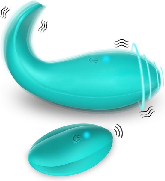 Vibrating Panties Vibrator - Vibrator for Women - Sextoys portables de luxe avec télécommande AZORE 9,3 cm - Turquoise
