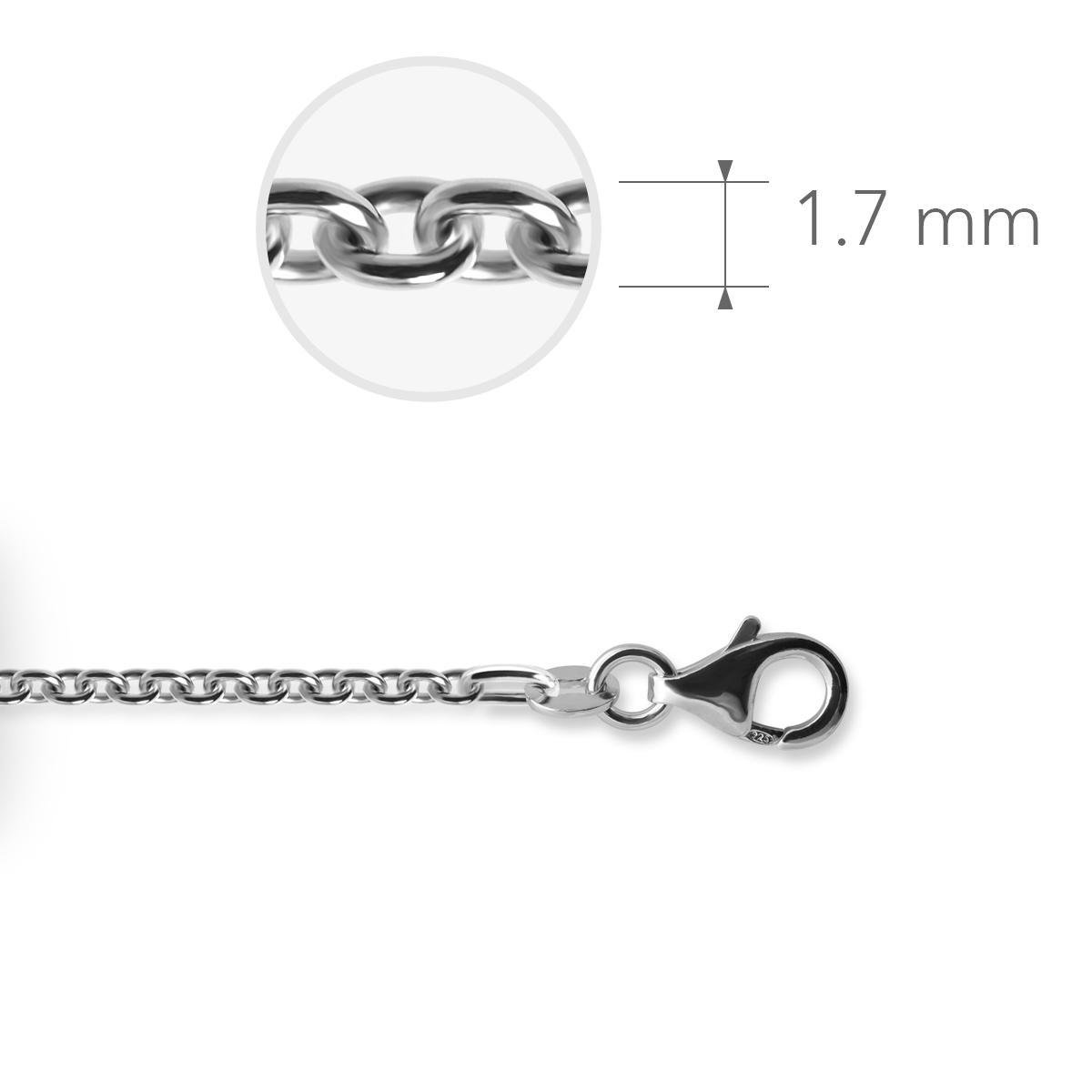 Jewels Inc. - Anker Ketting met Karabijnsluiting - 1.7mm Dik - Lengte 42cm - Gerhodineerd Zilver 925