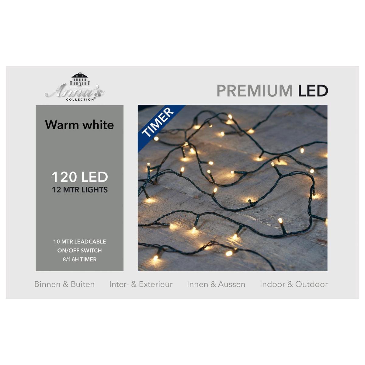 Anna's Collection Kerstverlichting - 120 warm witte leds - met dimmer en timer