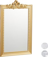 Relaxdays spiegel met spiegelrand - barrock design - wandspiegel - rechthoekig - goud