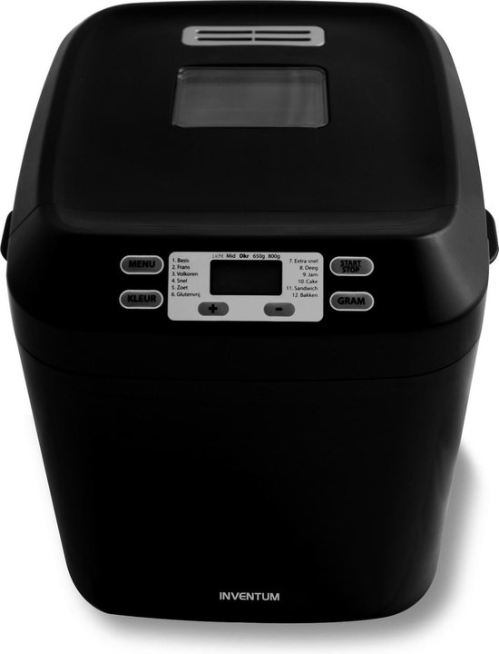Inventum BM55 - Broodbakmachine - Brood 650/800 gram - 12 programma's - Glutenvrij programma - Timer - 550 watt - Zwart