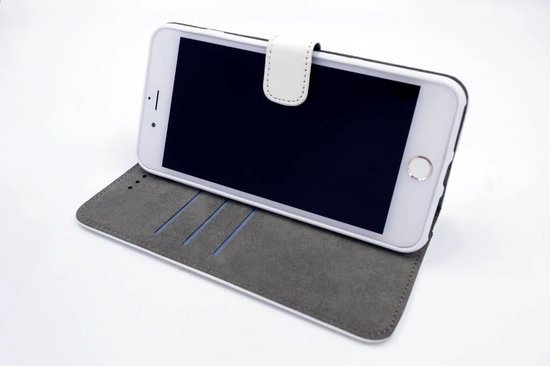 Apple iPhone 7 Plus; iPhone 8 Plus Pasjeshouder Wit Booktype hoesje - Magneetsluiting - Kunststof;TPU