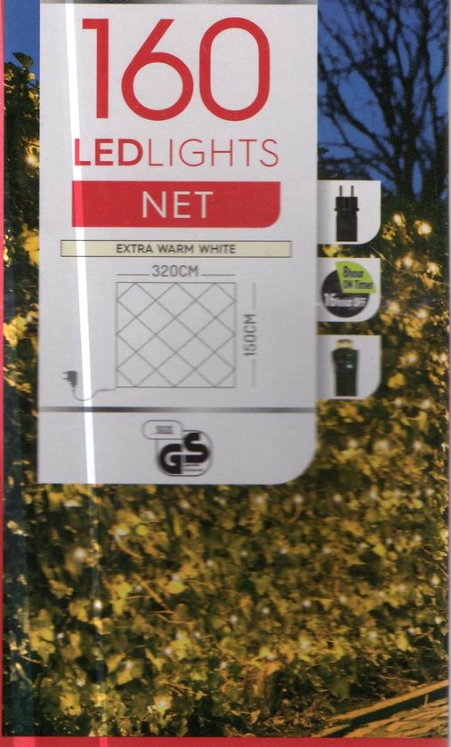 Lichtnet - kerstverlichting net 160 led - Binnen en buiten - Netverlichting- Lichtgordijn - 320x150 cm - 160 ledlampjes - luxuriance