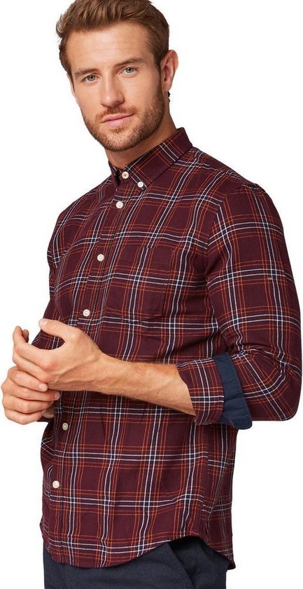 Tom Tailor - Heren Flanellen Overhemd - Geruit - Rood | bol.com