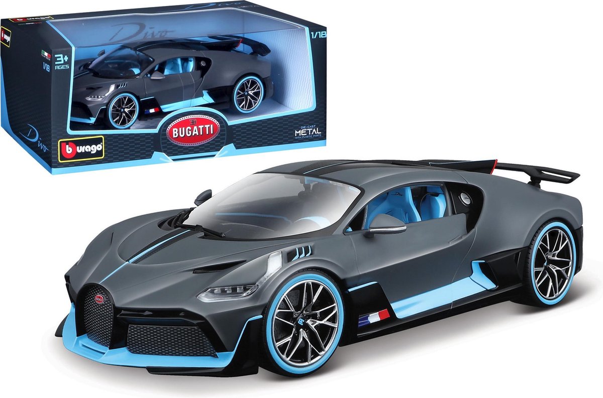 Bugatti Divo mat grijs blauw schaal 1:18 | bol.com