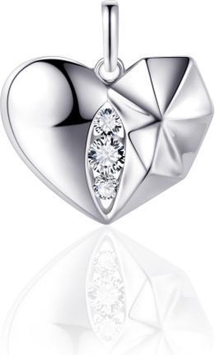 Juwelier Emo - Hart Ketting Zilver Fantasiemodel - Zilveren Ketting met hanger - 01114 - 42 CM