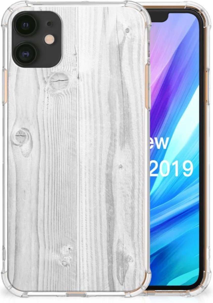 Apple iPhone 11 Stevig Telefoonhoesje White Wood