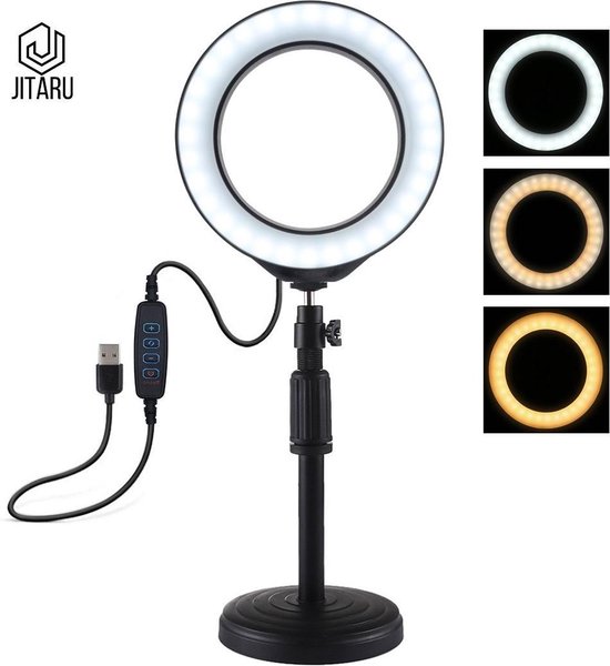 Puluz 6,2 inch/16CM USB LED Ring Vlogging light + bureau stand