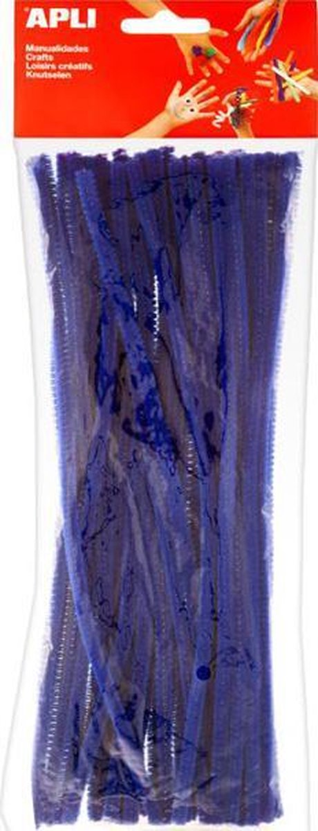 Chenille draad - Pijpenragers Blauw 6 mm x 30 cm - 100 stuks