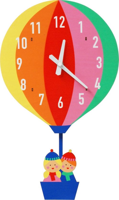 Rex London - Houten wandklok "Hot Air Balloon" - Klok voor kinderkamer Luchtballon