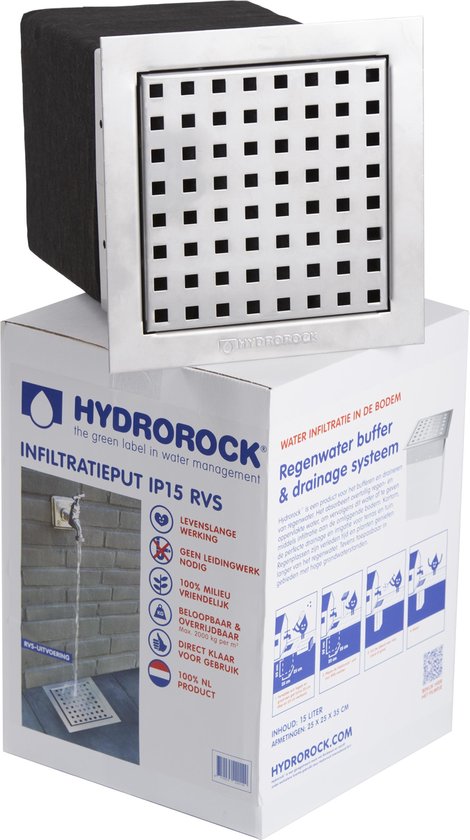 Infiltratieput - Hydroblob - IP15 Hydrorock - RVS rooster - geen  leidingwerk nodig -... | bol.com