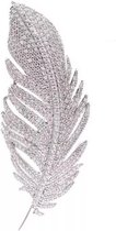 Dames broche veer | klassiek | zilver | Elegante veervormige broche | verzilverd met kristallen | Silver plated | Dames accessoire | 7 x 2,5 cm