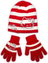 Ensemble hiver bonnet et gants Hello Kitty | 54 cm | Rouge