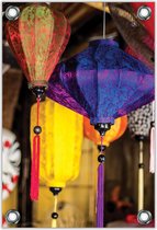 Tuinposter –Gekleurde Lampionnen – 40x60cm Foto op Tuinposter (wanddecoratie voor buiten en binnen)