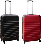 Travelerz kofferset 2 delig ABS groot - met cijferslot - 69 liter - rood – zwart