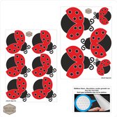 Lieveheersbeestjes raam-, muursticker set 11 stuks